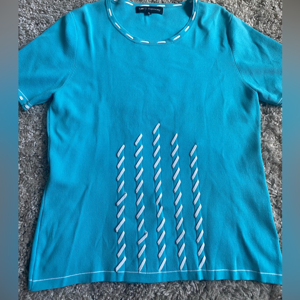 Turquoise Short Sleeve Women's Top